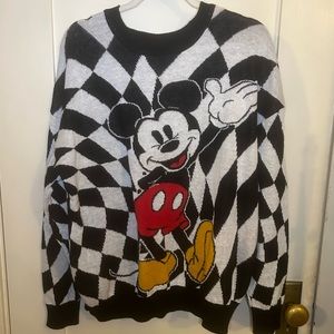 Mickey Mouse Psychedelic Checkerboard Sweater • XL estimated (tag out)